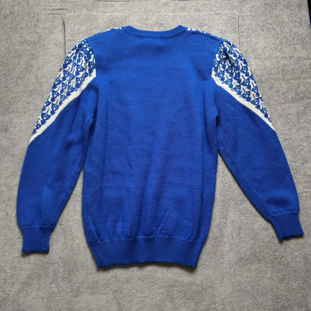 80s Blue Wool Fair Isle Sweater Small Alexa Grace Angora NWT Ice Skater Y2K - Picture 8 of 9